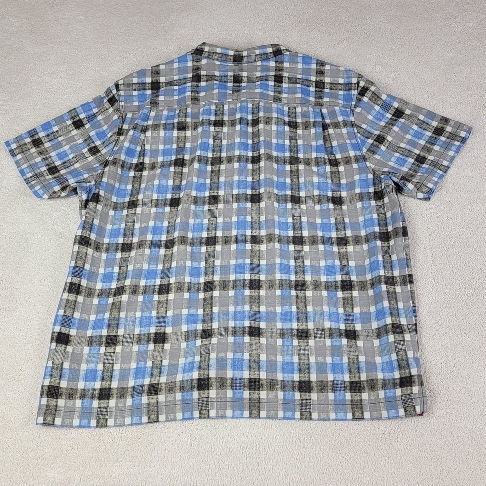Tommy‎ Bahama Shirt Mens XL Blue Plaid Silk Cotton Island Modern Fit Camp Collar - Picture 3 of 7
